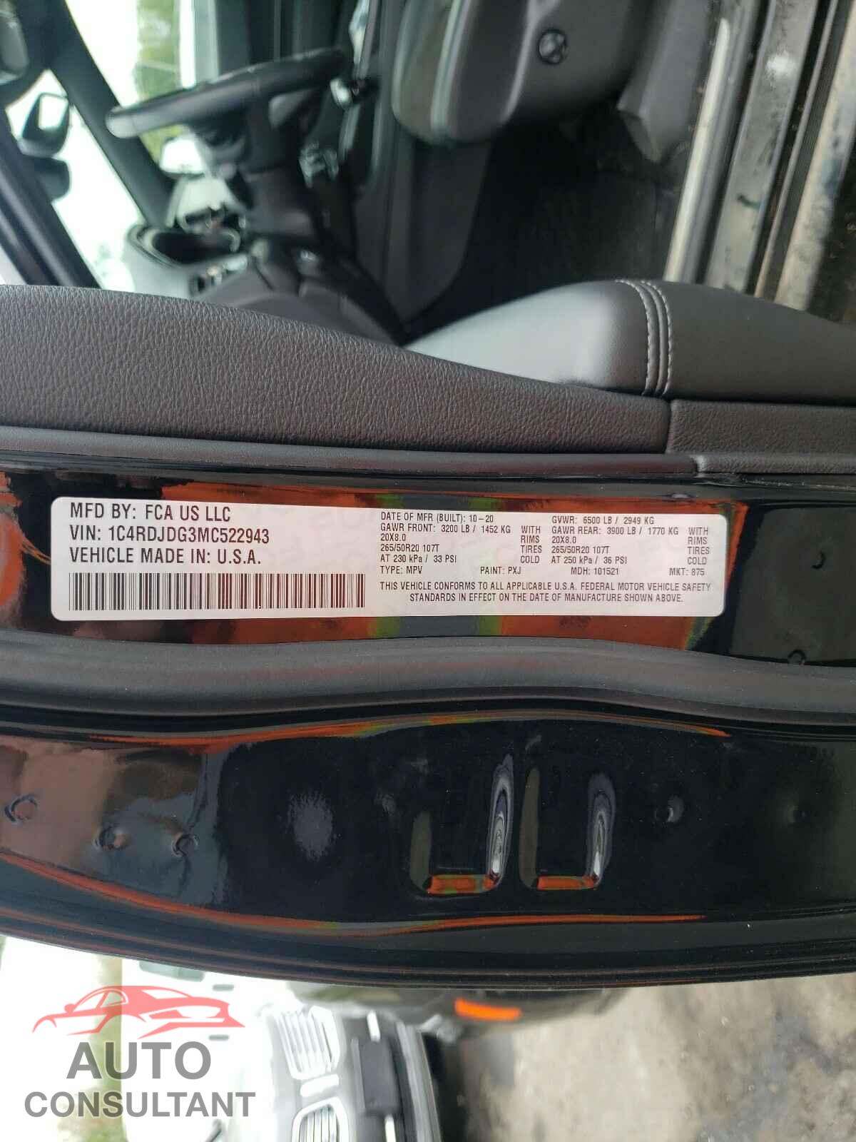 DODGE DURANGO 2021 - 1C4RDJDG3MC522943