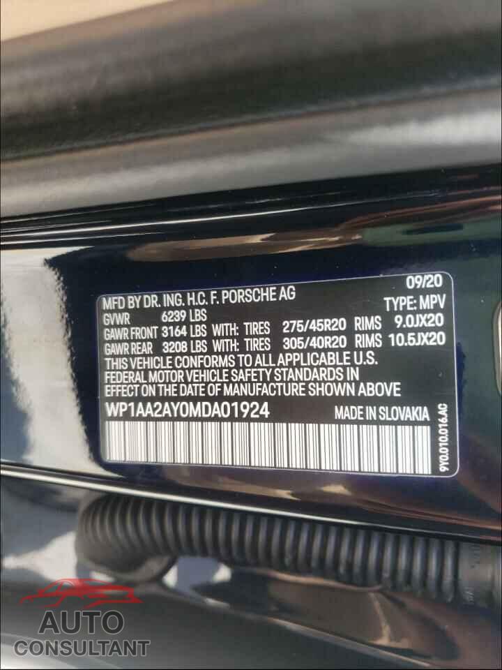 PORSCHE CAYENNE 2021 - WP1AA2AY0MDA01924