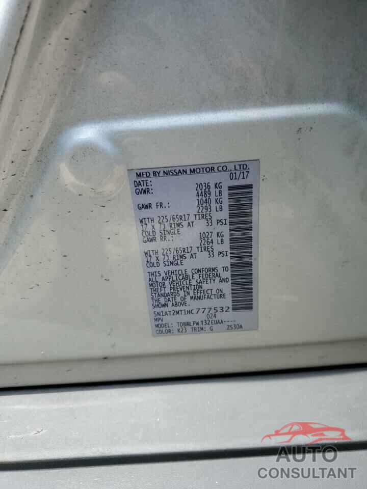 NISSAN ROGUE 2017 - 5N1AT2MT1HC777532