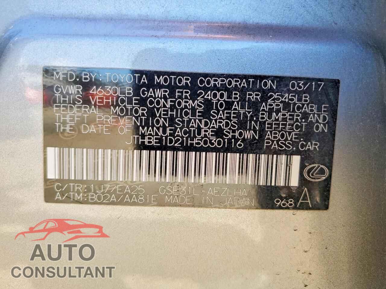 LEXUS IS 2017 - JTHBE1D21H5030116