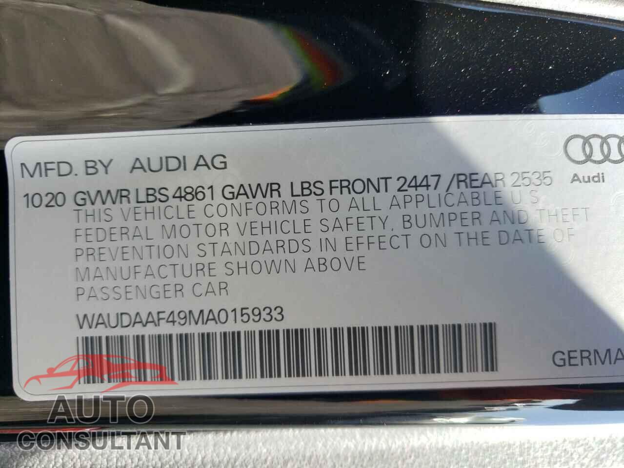 AUDI A4 2021 - WAUDAAF49MA015933