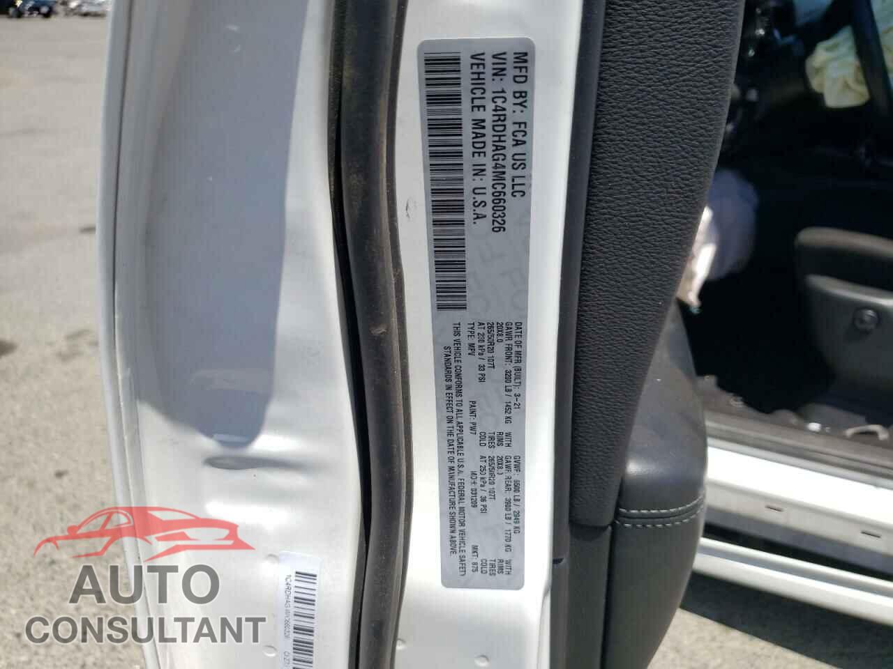 DODGE DURANGO 2021 - 1C4RDHAG4MC660326