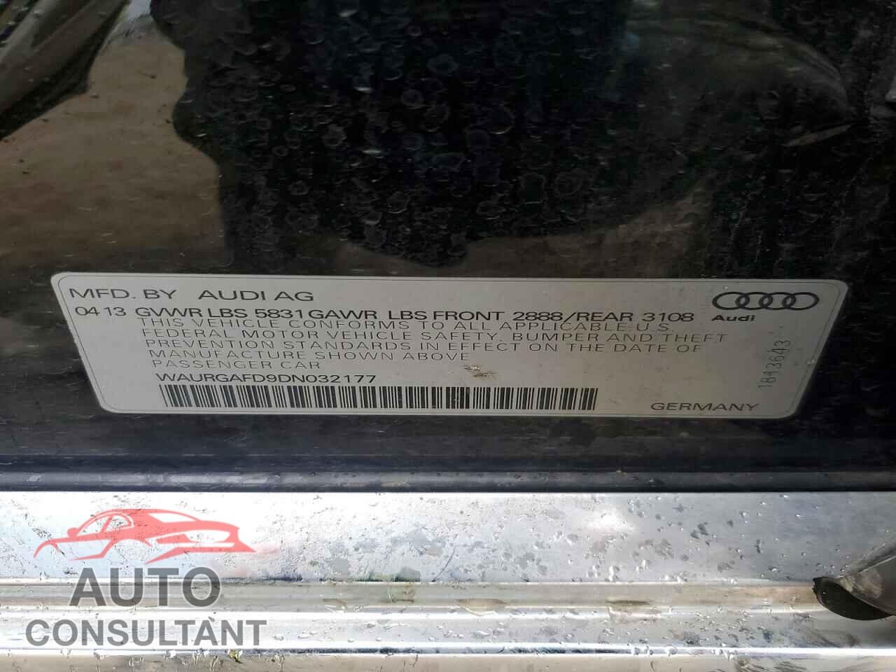 AUDI A8 2013 - WAURGAFD9DN032177