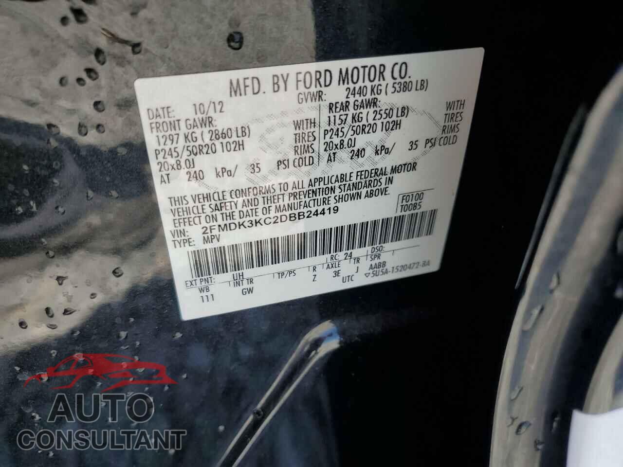 FORD EDGE 2013 - 2FMDK3KC2DBB24419
