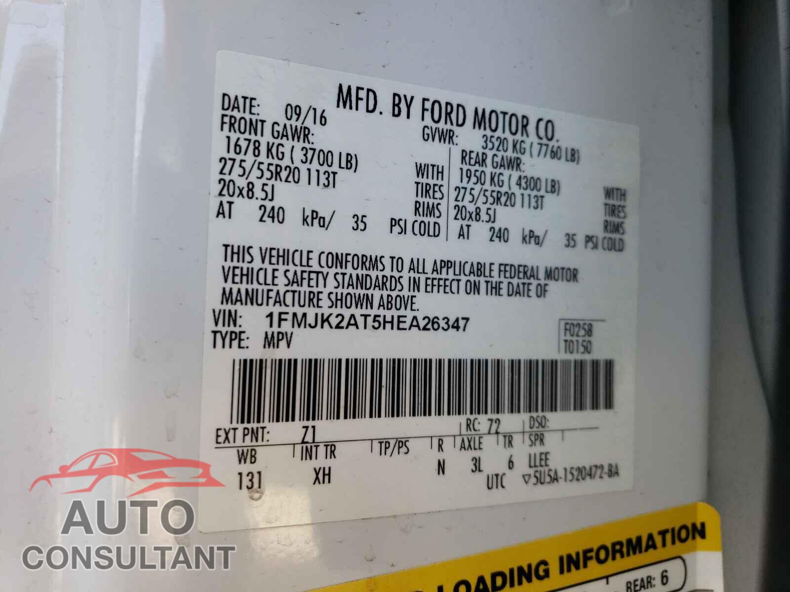 FORD EXPEDITION 2017 - 1FMJK2AT5HEA26347