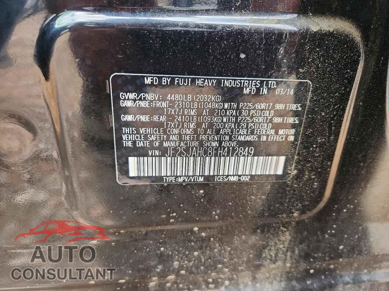SUBARU FORESTER 2015 - JF2SJAHC8FH412849