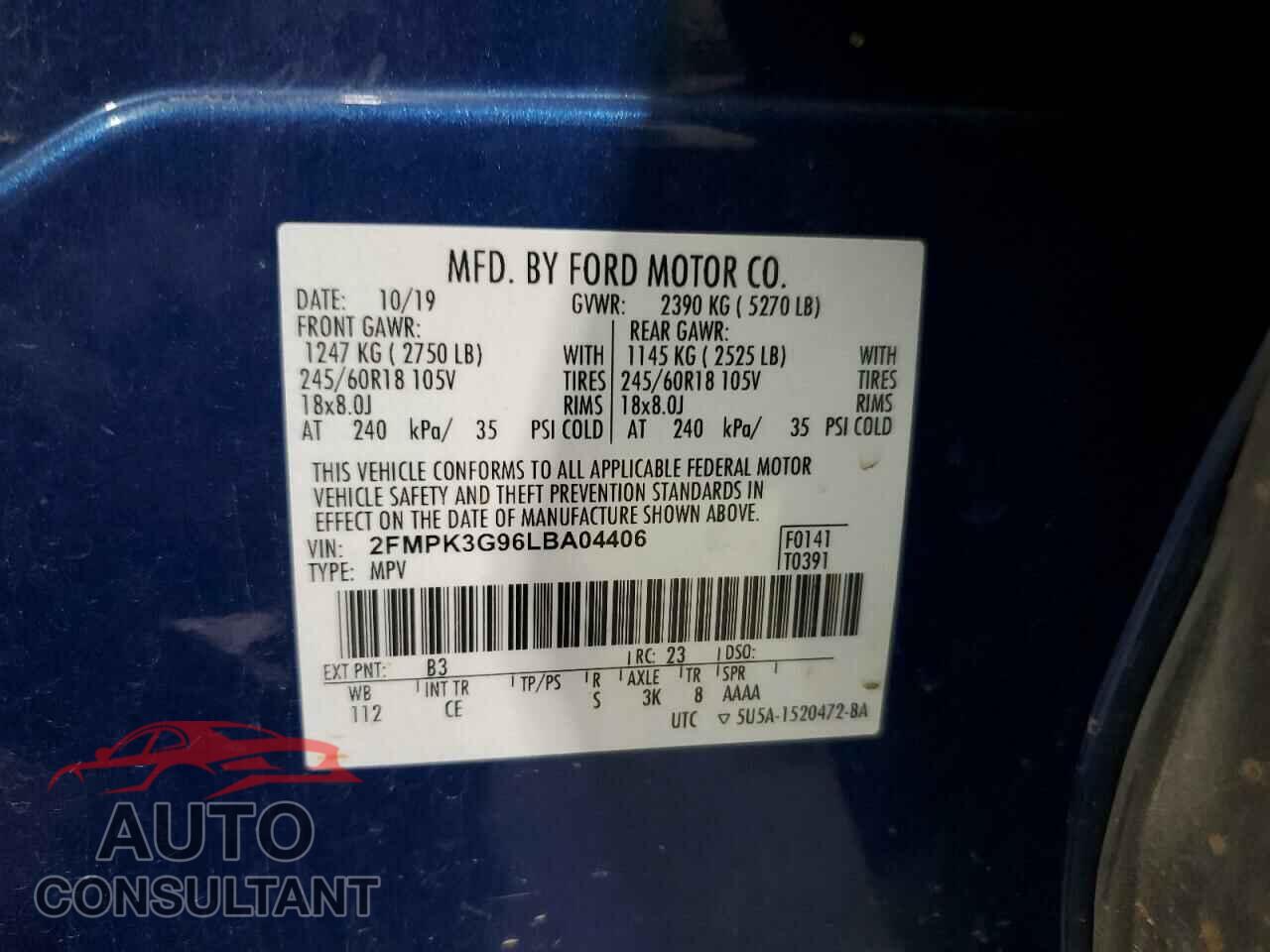 FORD EDGE 2020 - 2FMPK3G96LBA04406