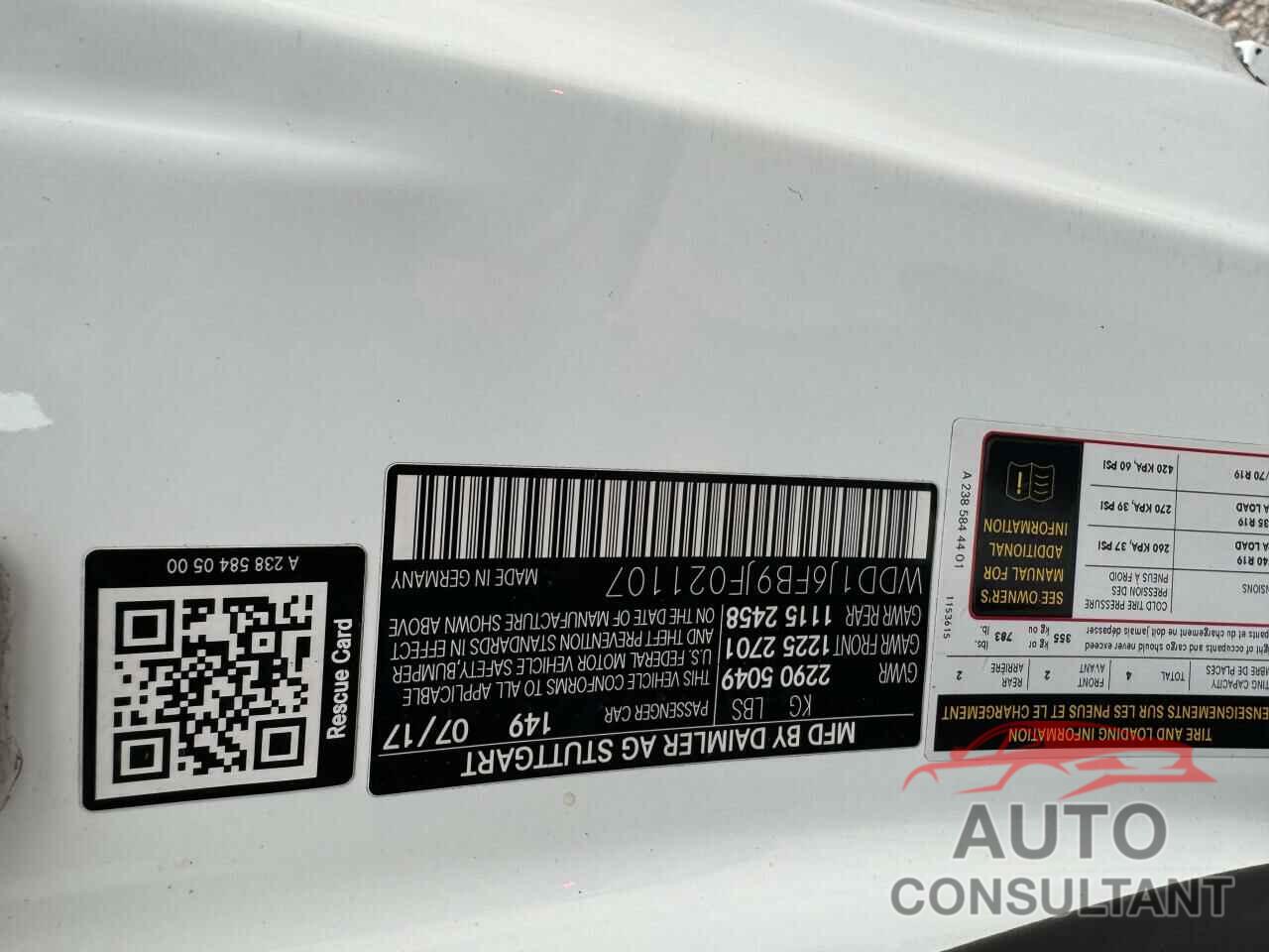 MERCEDES-BENZ E-CLASS 2018 - WDD1J6FB9JF021107