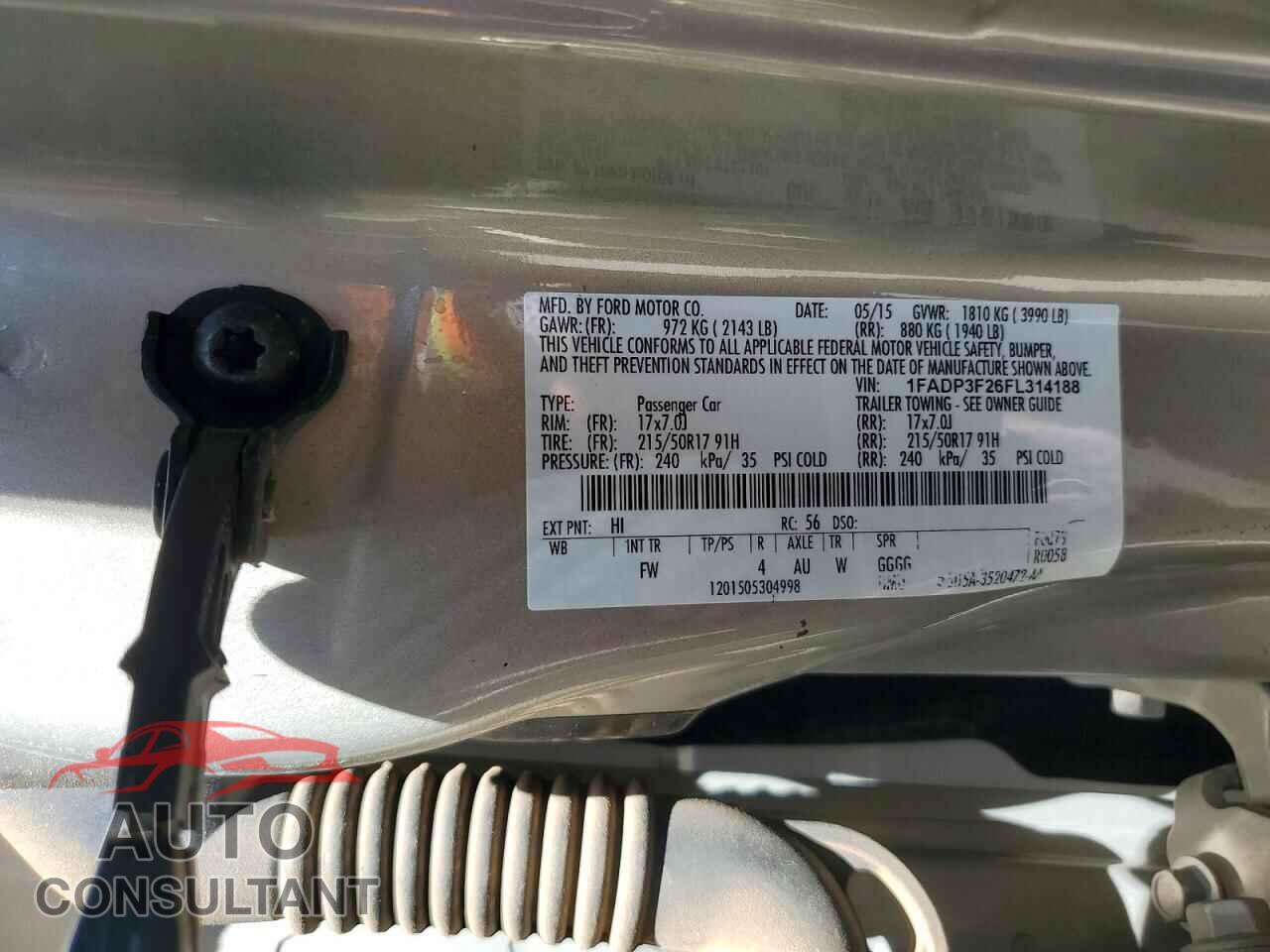 FORD FOCUS 2015 - 1FADP3F26FL314188
