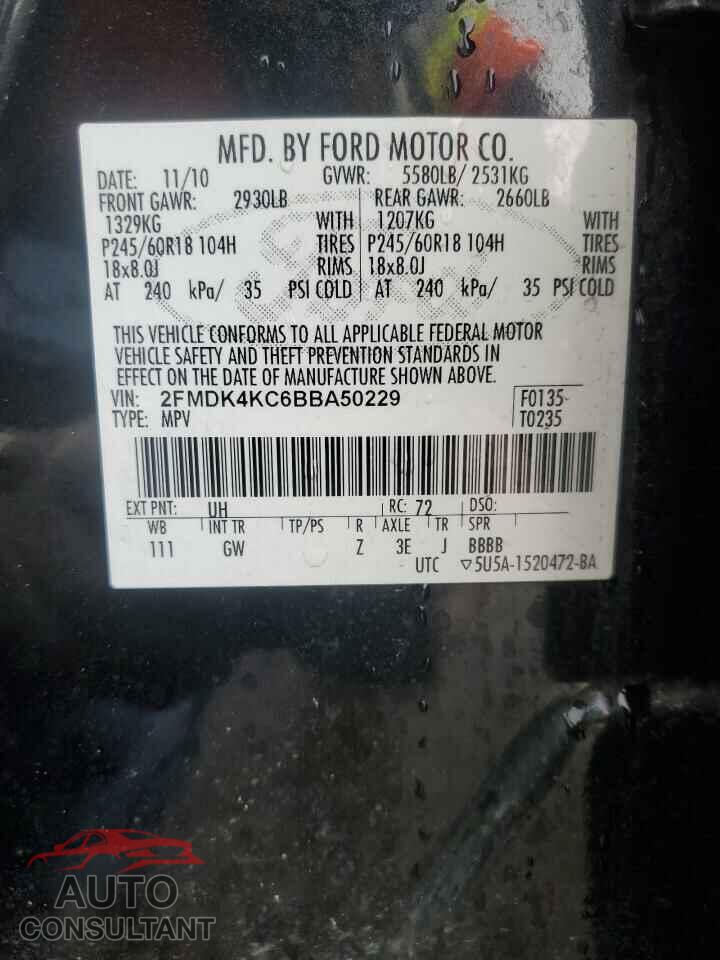 FORD EDGE 2011 - 2FMDK4KC6BBA50229