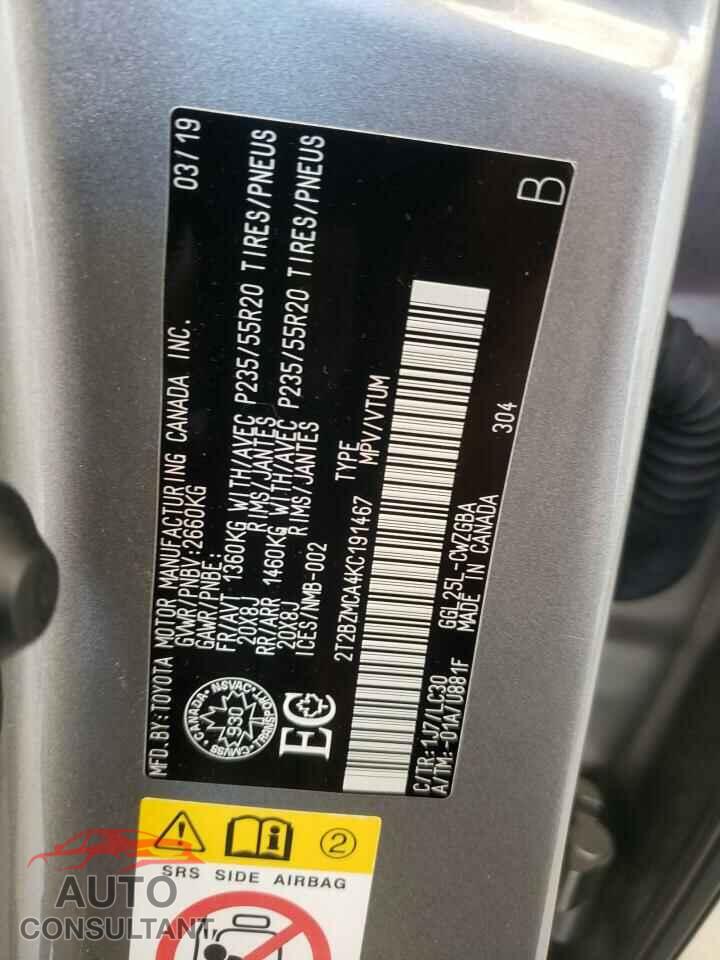 LEXUS RX350 2019 - 2T2BZMCA4KC191467