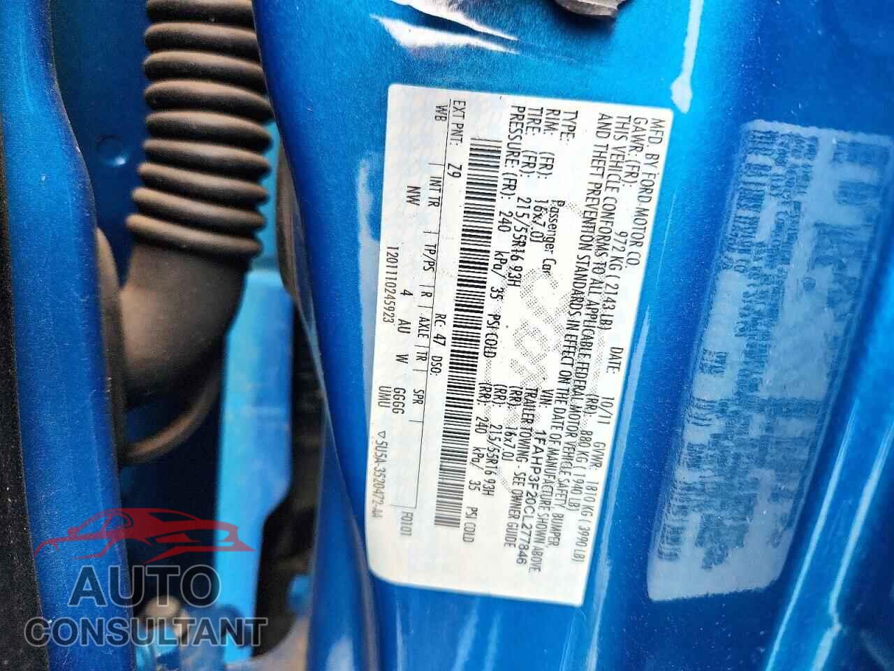 FORD FOCUS 2012 - 1FAHP3F20CL277846