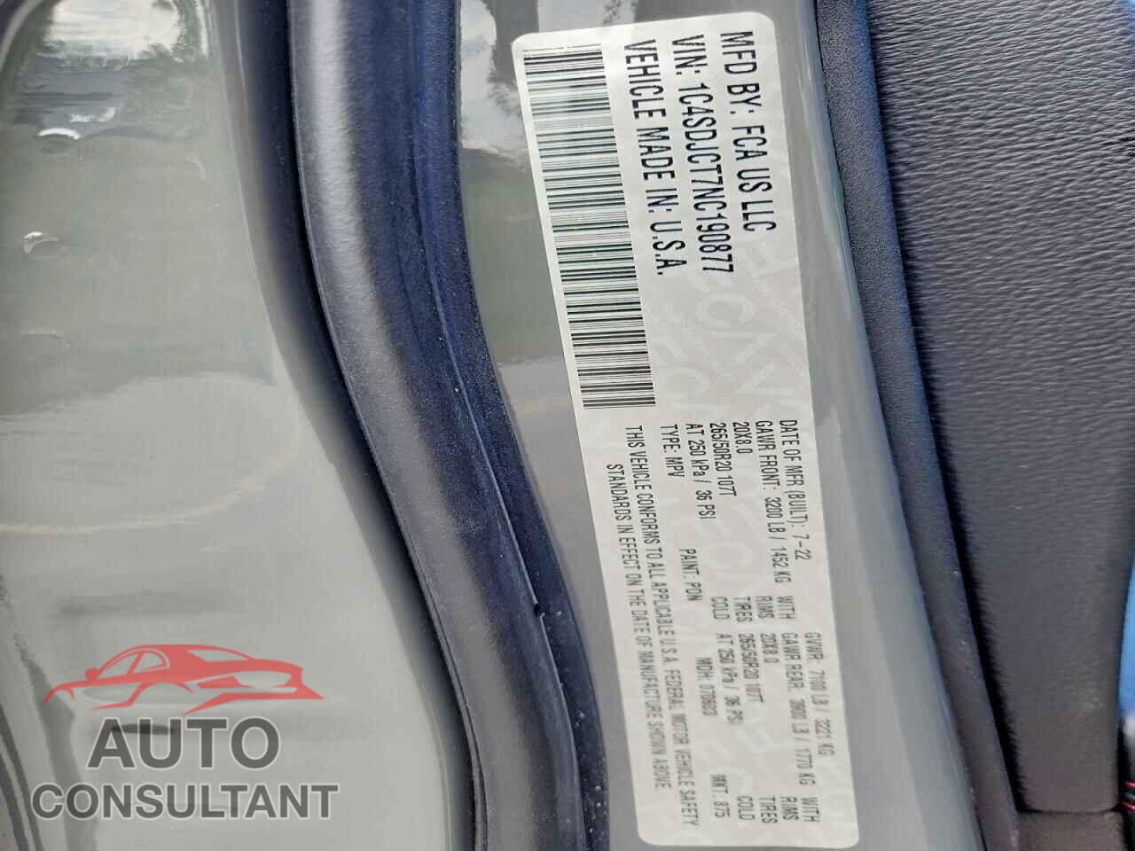DODGE DURANGO 2022 - 1C4SDJCT7NC190877