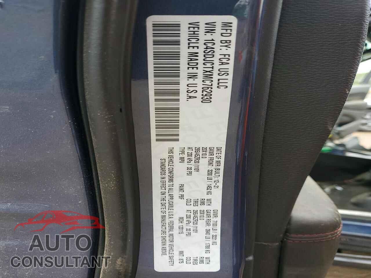 DODGE DURANGO 2021 - 1C4SDJCTXMC762930