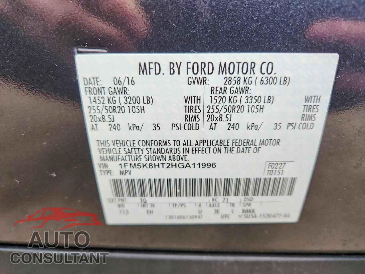 FORD EXPLORER 2017 - 1FM5K8HT2HGA11996