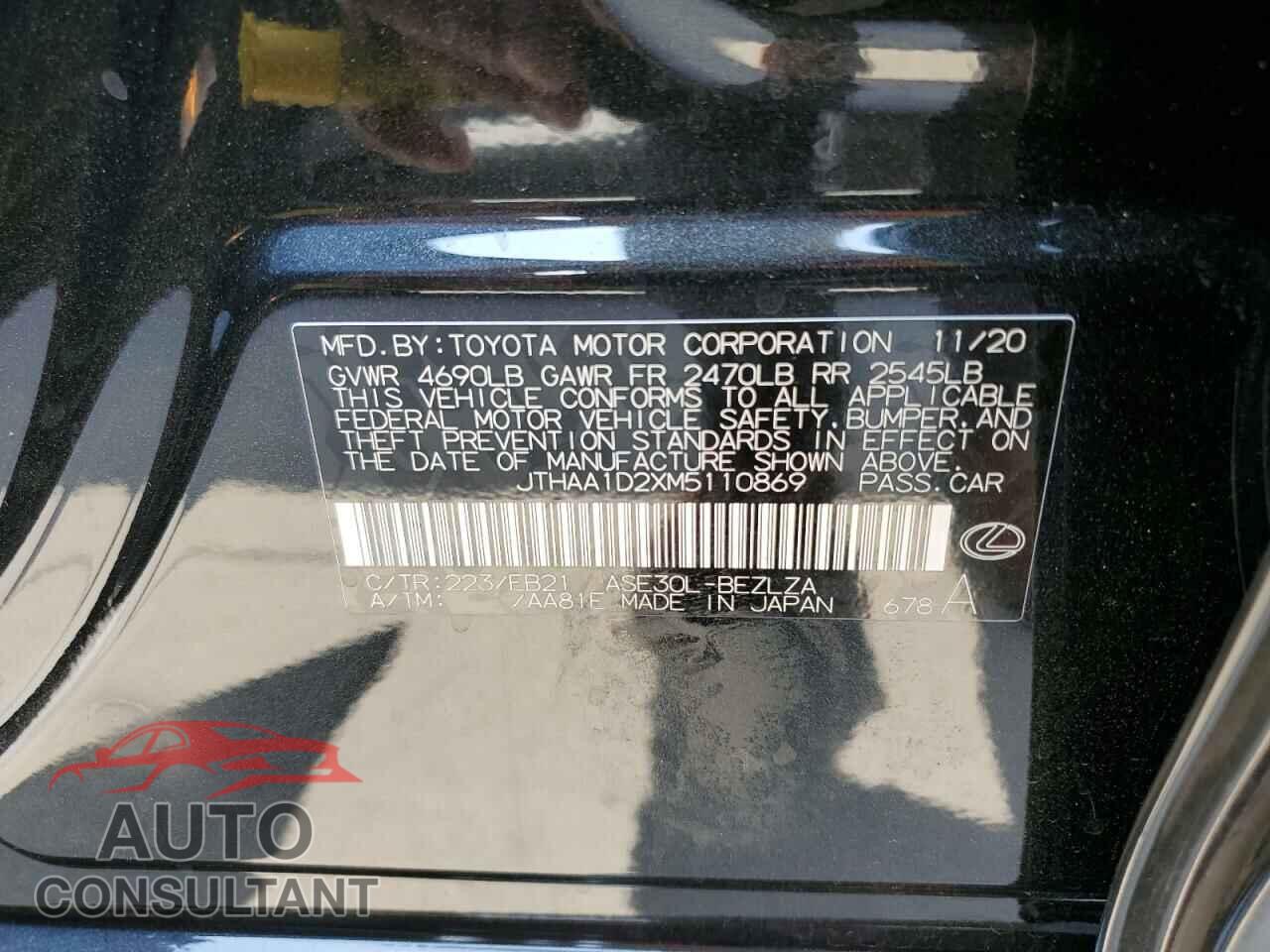 LEXUS IS 2021 - JTHAA1D2XM5110869