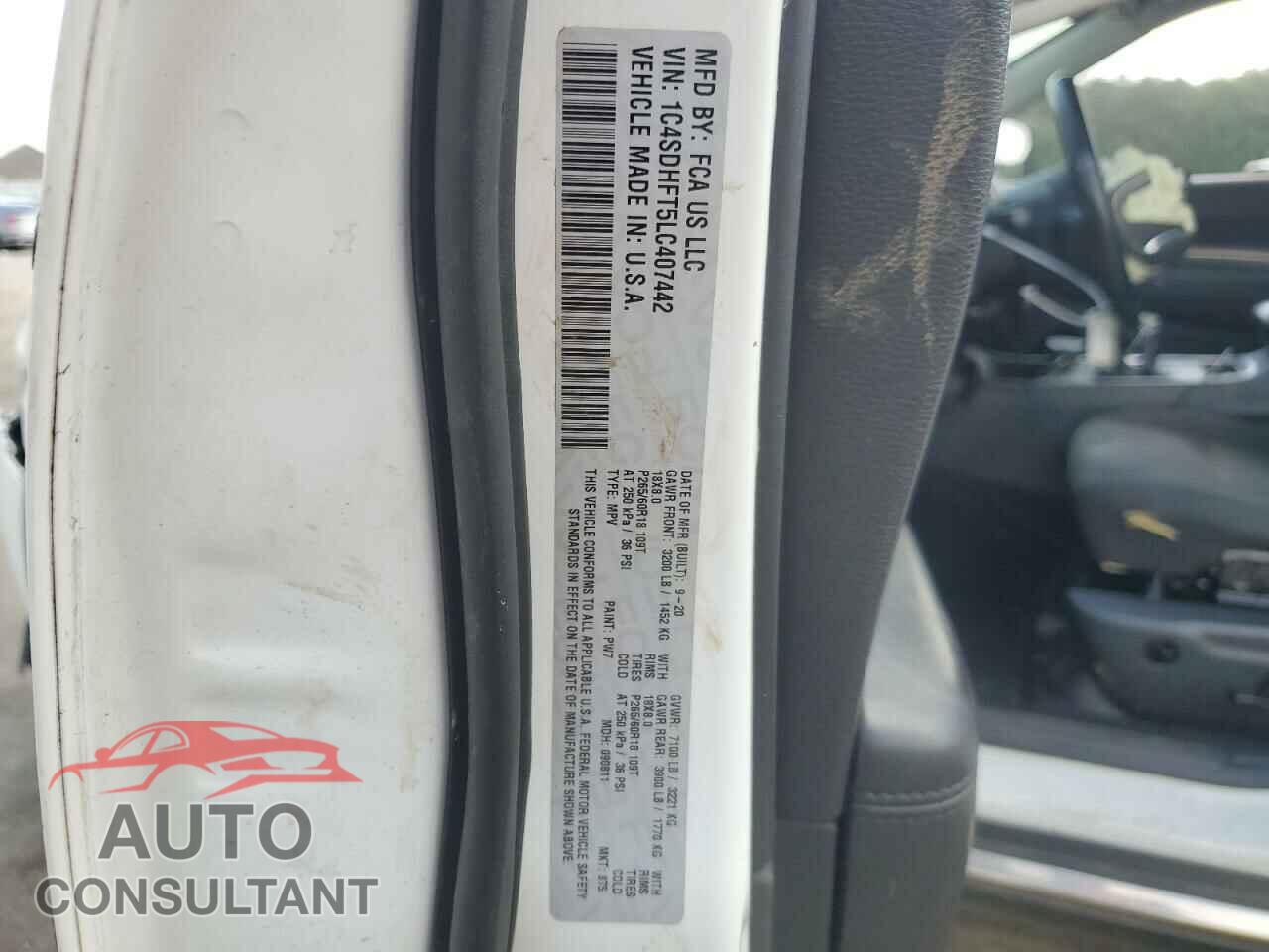 DODGE DURANGO 2020 - 1C4SDHFT5LC407442