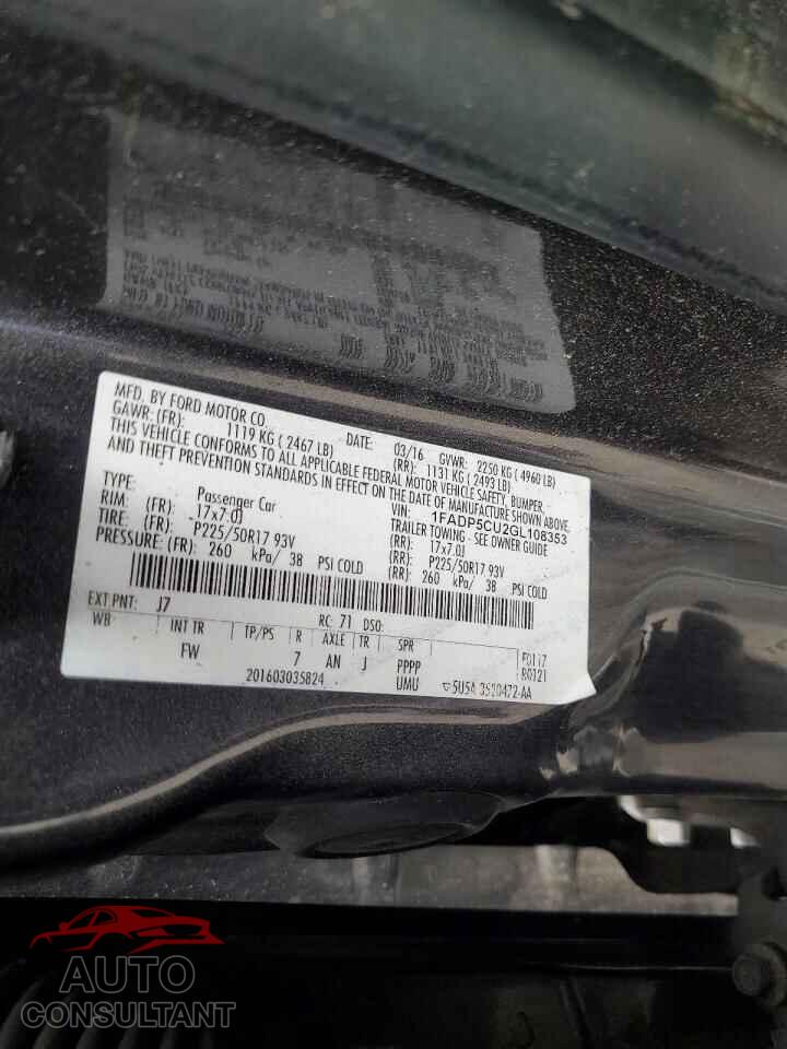 FORD CMAX 2016 - 1FADP5CU2GL108353