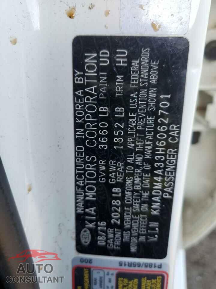 KIA RIO 2017 - KNADM4A33H6062701