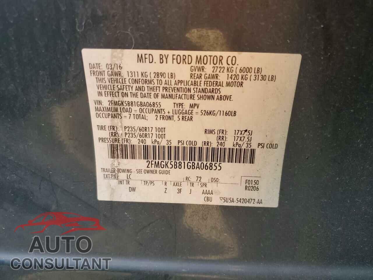 FORD FLEX 2016 - 2FMGK5B81GBA06855
