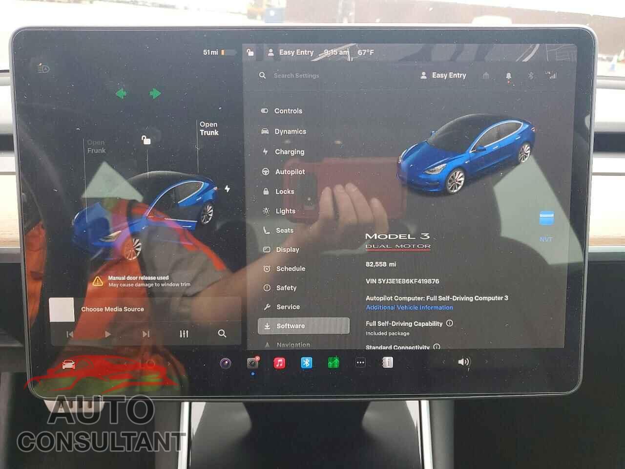 TESLA MODEL 3 2019 - 5YJ3E1EB6KF419876
