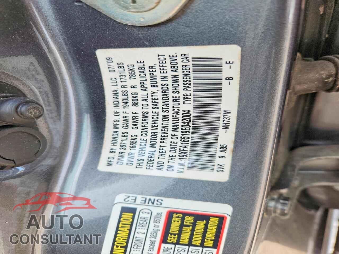 HONDA CIVIC 2009 - 19XFA16519E042004