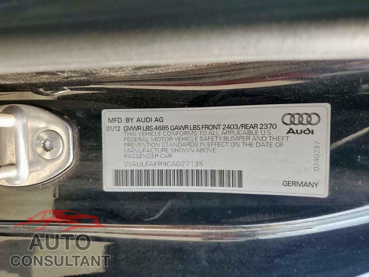 AUDI A5 2012 - WAULFAFR9CA027135