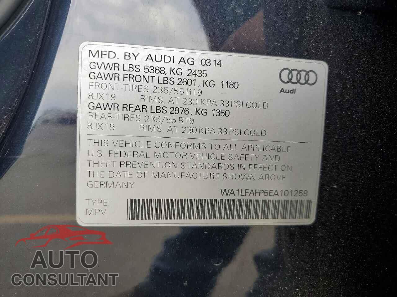 AUDI Q5 2014 - WA1LFAFP5EA101259
