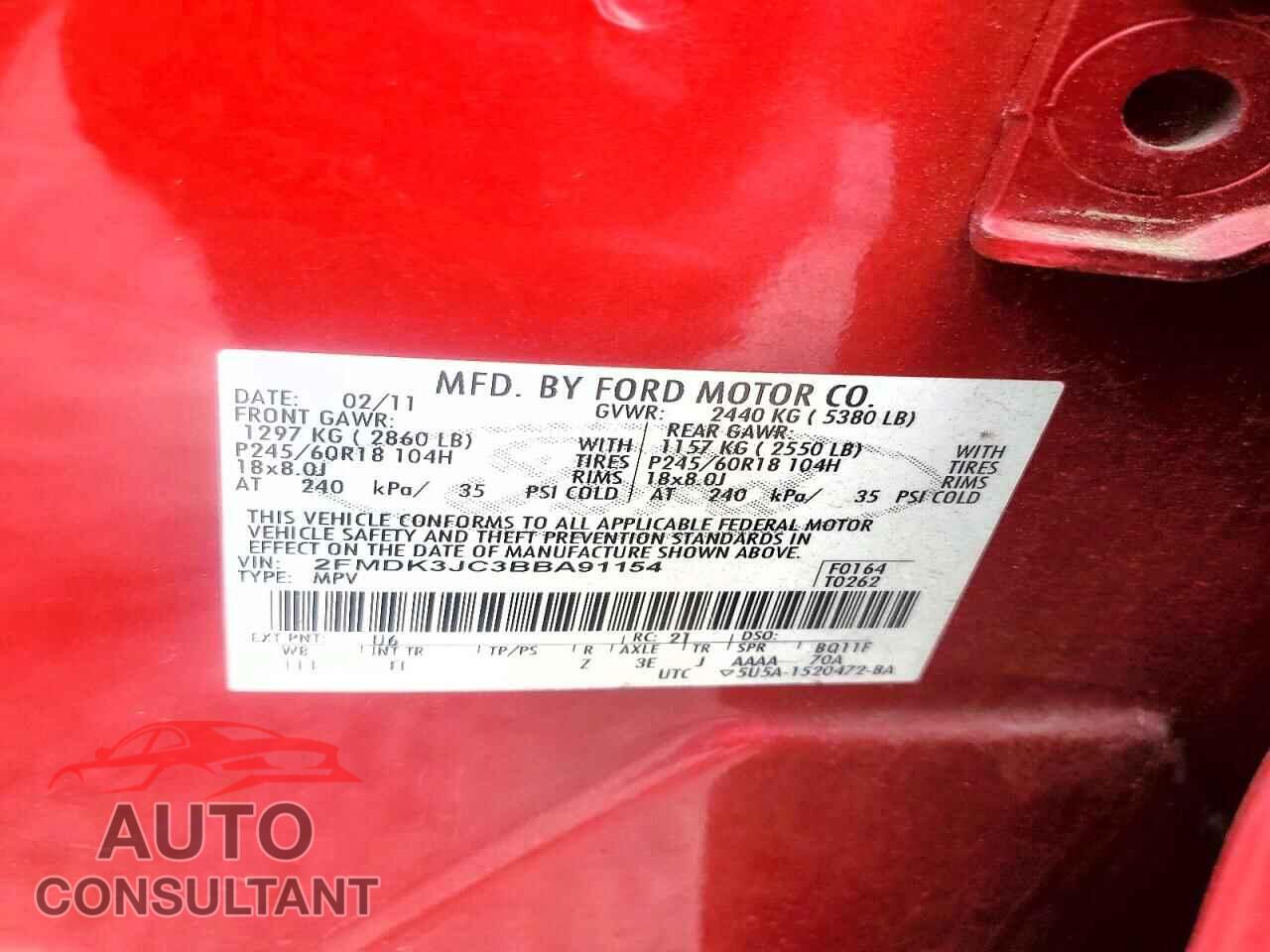 FORD EDGE 2011 - 2FMDK3JC3BBA91154