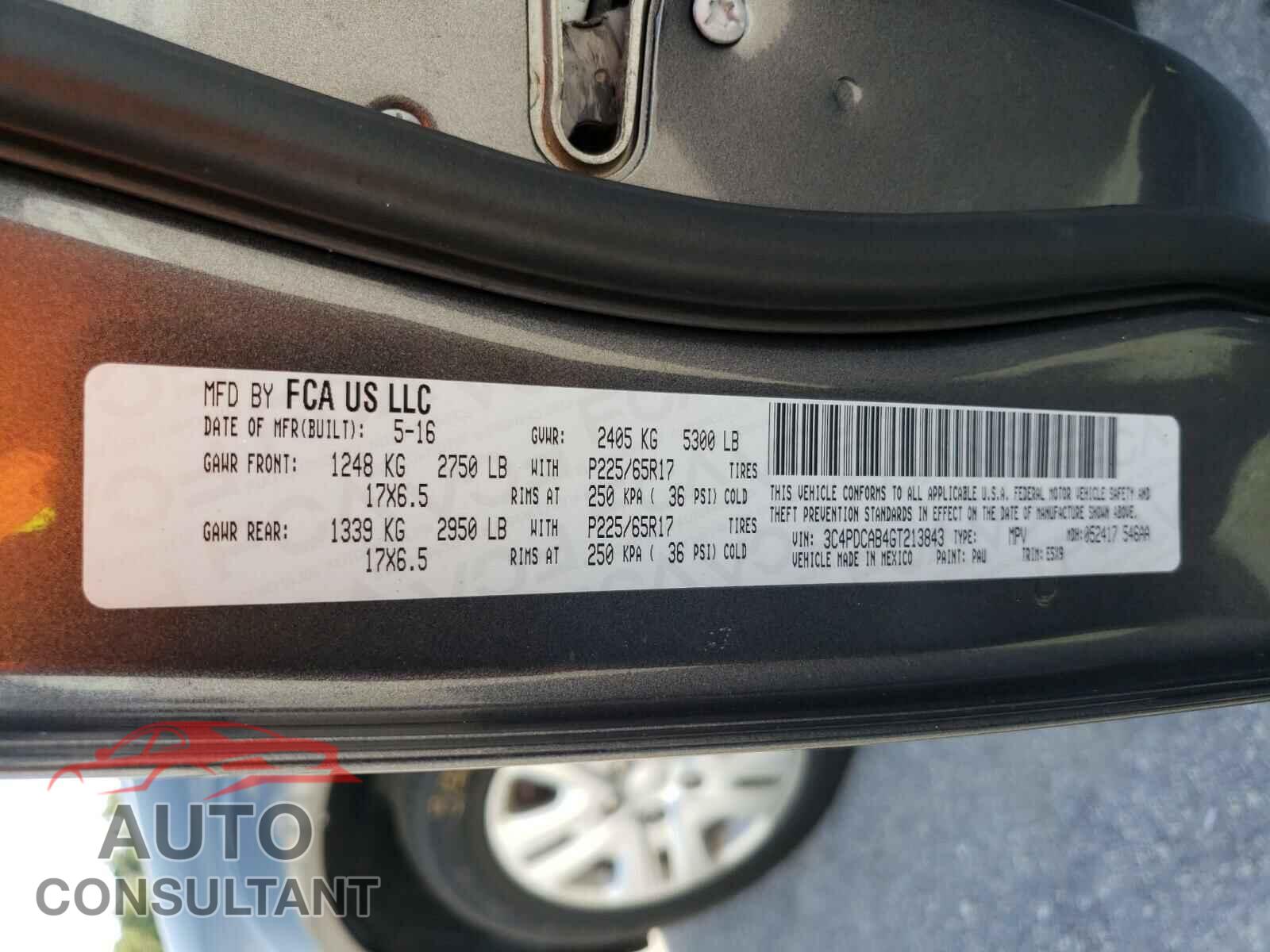 DODGE JOURNEY 2016 - 3C4PDCAB4GT213843