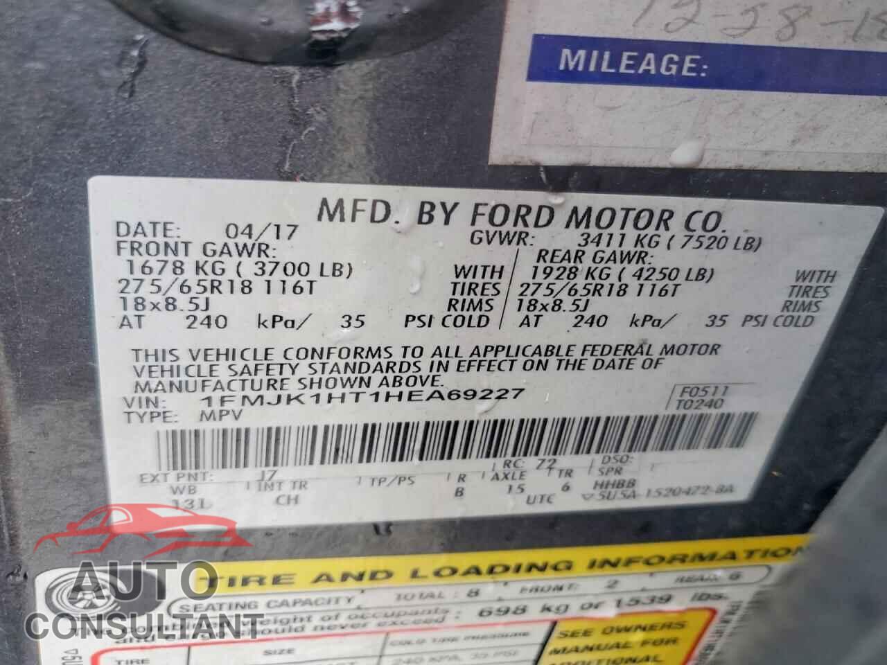 FORD EXPEDITION 2017 - 1FMJK1HT1HEA69227