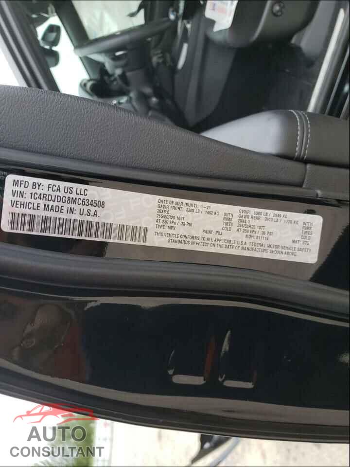 DODGE DURANGO 2021 - 1C4RDJDG8MC634508