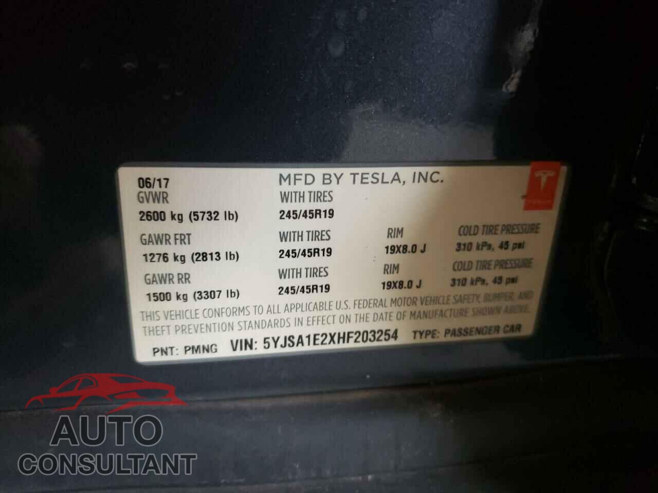 TESLA MODEL S 2017 - 5YJSA1E2XHF203254