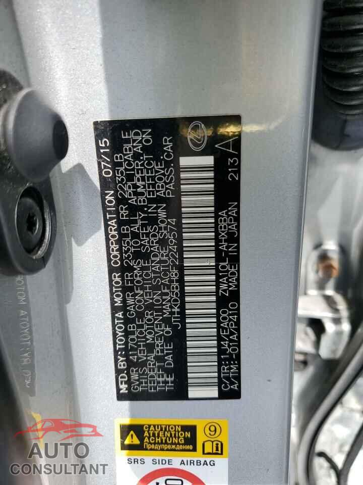 LEXUS CT 200 2015 - JTHKD5BH8F2249574