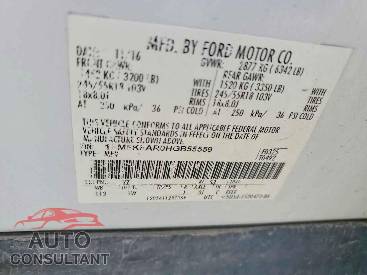 FORD EXPLORER 2017 - 1FM5K8AR0HGB55559