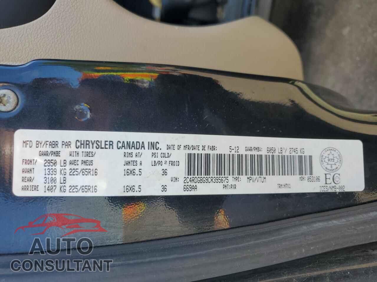 DODGE CARAVAN 2012 - 2C4RDGBG9CR395675