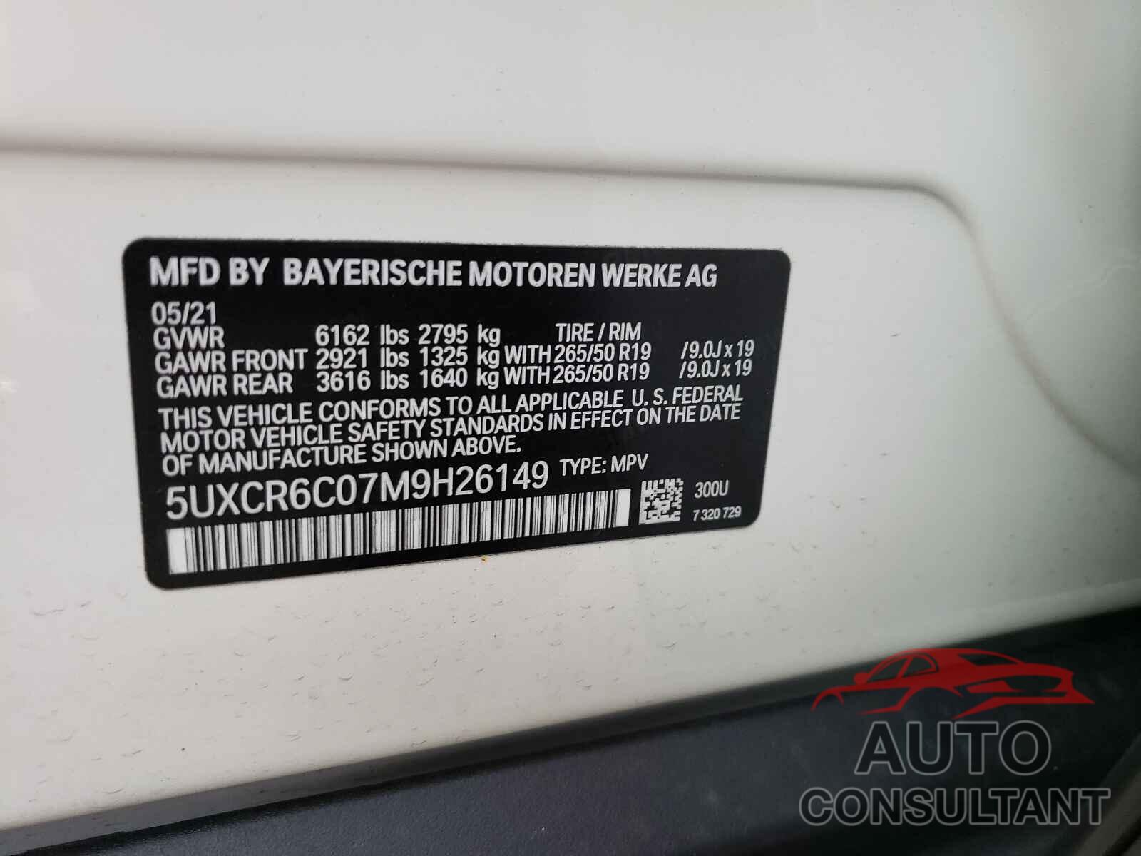 BMW X5 2021 - 5UXCR6C07M9H26149