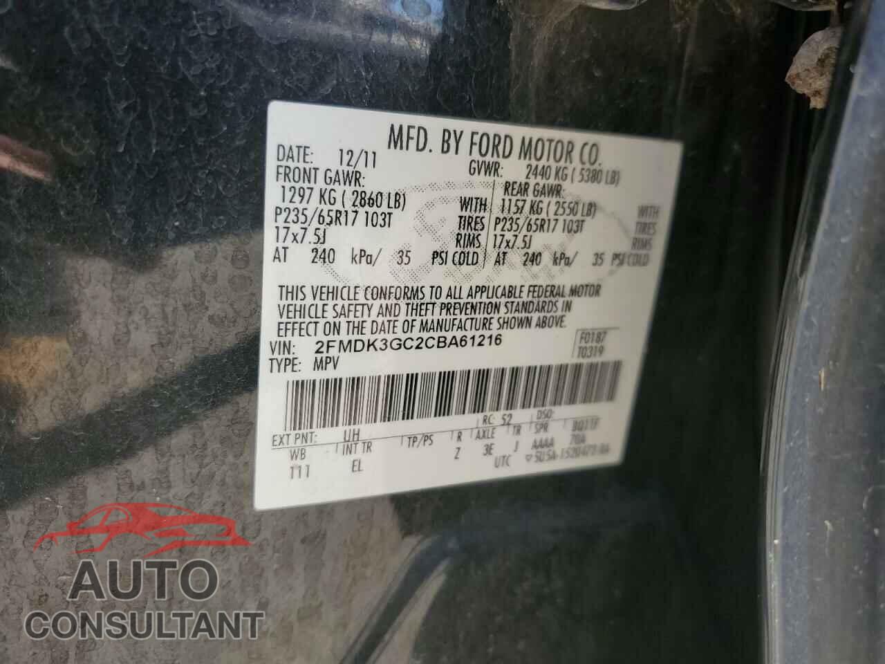 FORD EDGE 2012 - 2FMDK3GC2CBA61216
