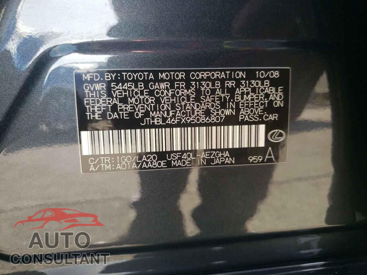 LEXUS LS460 2009 - JTHBL46FX95086807
