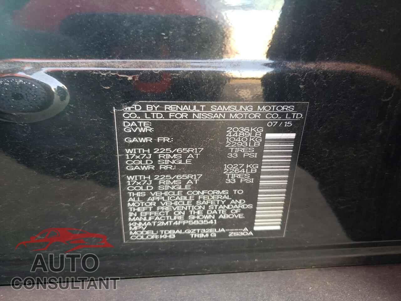 NISSAN ROGUE 2015 - KNMAT2MT4FP583541