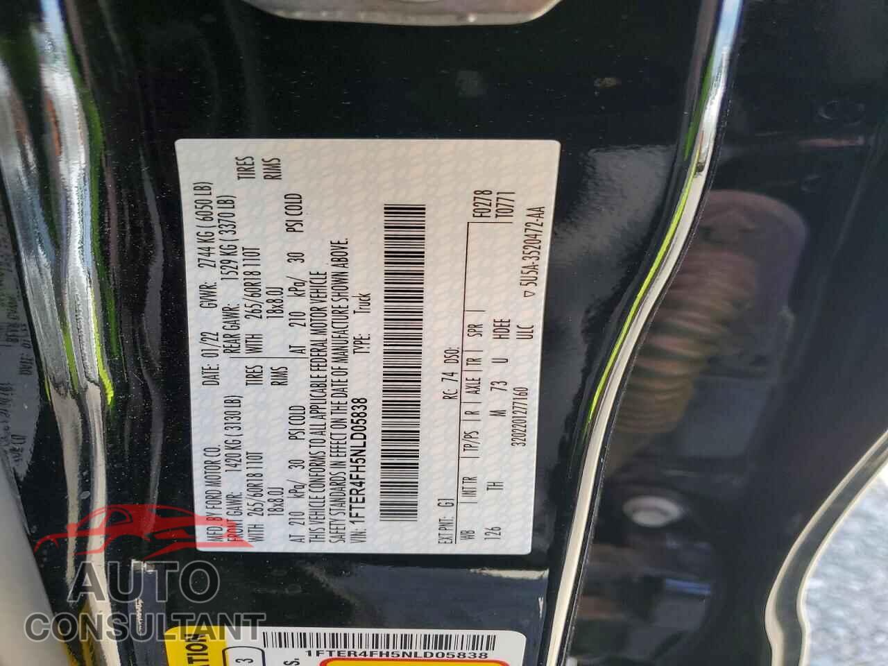 FORD RANGER 2022 - 1FTER4FH5NLD05838