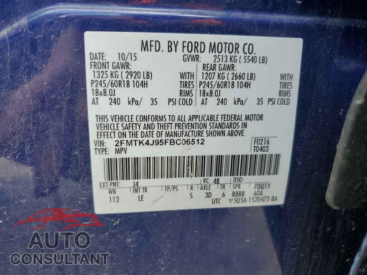 FORD EDGE 2015 - 2FMTK4J95FBC06512