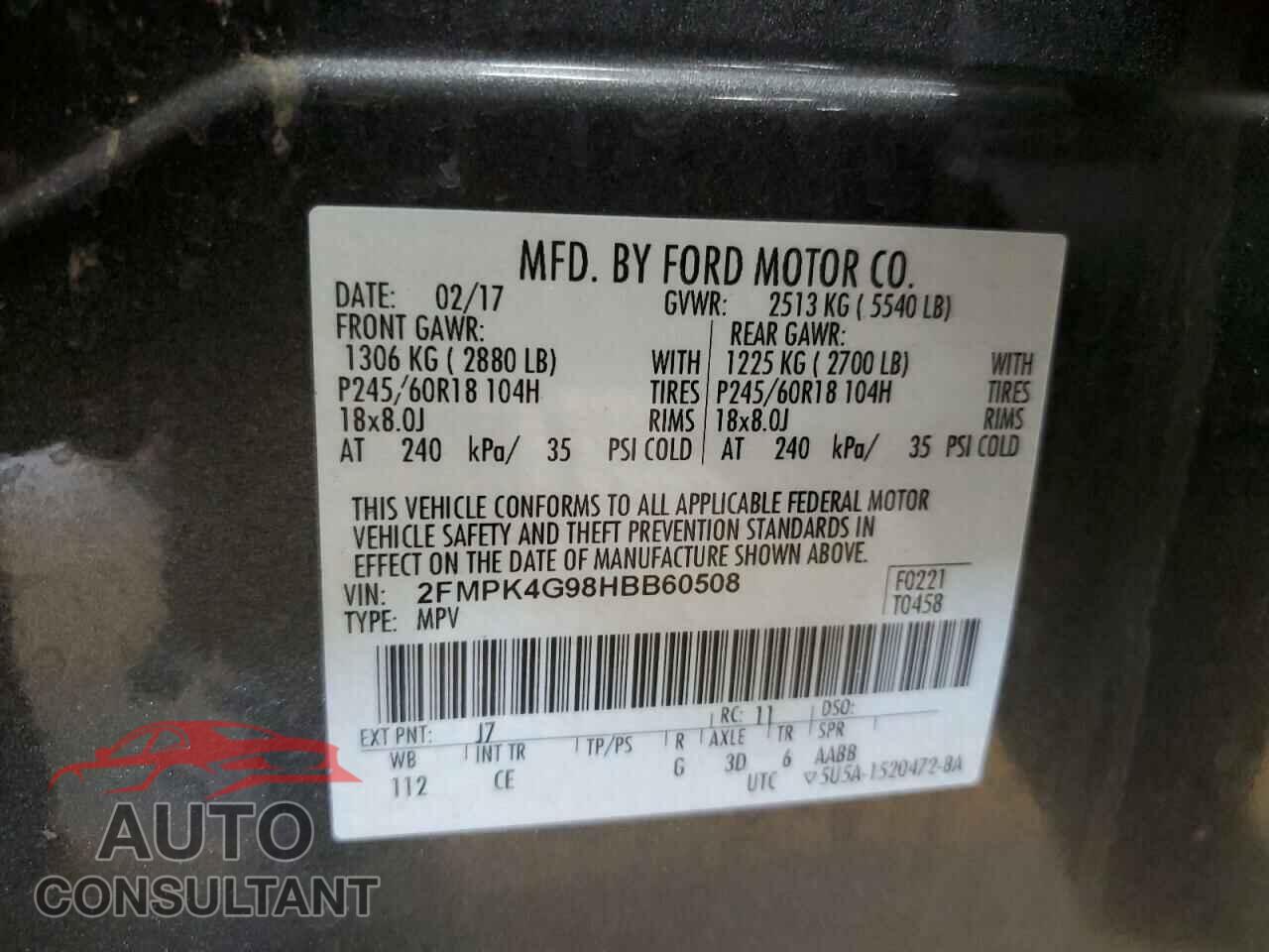 FORD EDGE 2017 - 2FMPK4G98HBB60508