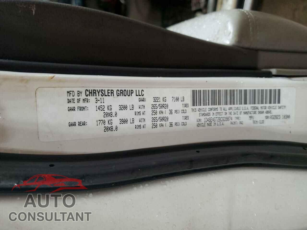 DODGE DURANGO 2011 - 1D4SE4GT2BC639874