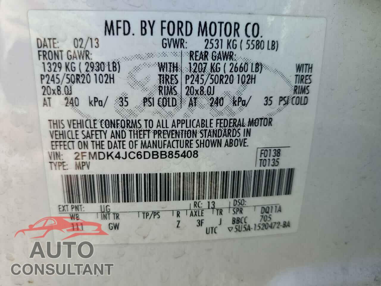 FORD EDGE 2013 - 2FMDK4JC6DBB85408