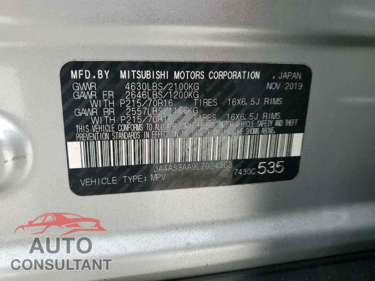 MITSUBISHI ECLIPSE 2020 - JA4AS3AA9LZ024363