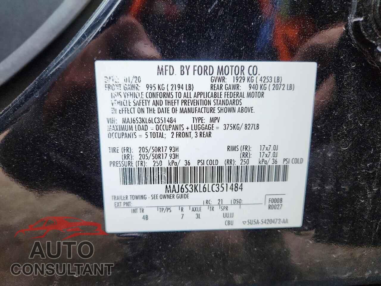 FORD ECOSPORT 2020 - MAJ6S3KL6LC351484