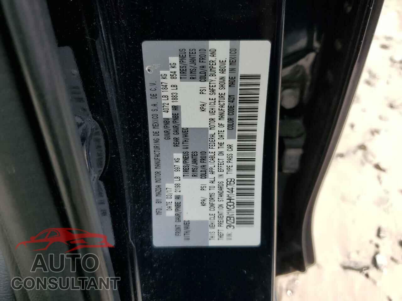 MAZDA 3 2017 - 3MZBN1M30HM144769
