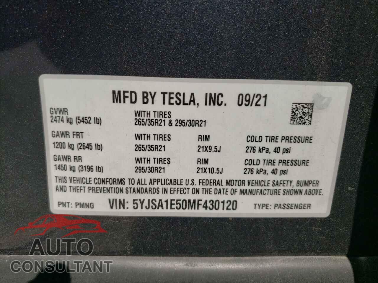 TESLA MODEL S 2021 - 5YJSA1E50MF430120