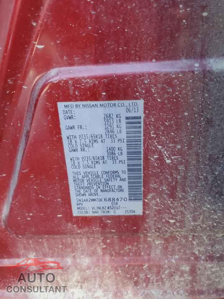 NISSAN PATHFINDER 2013 - 5N1AR2MM7DC688470